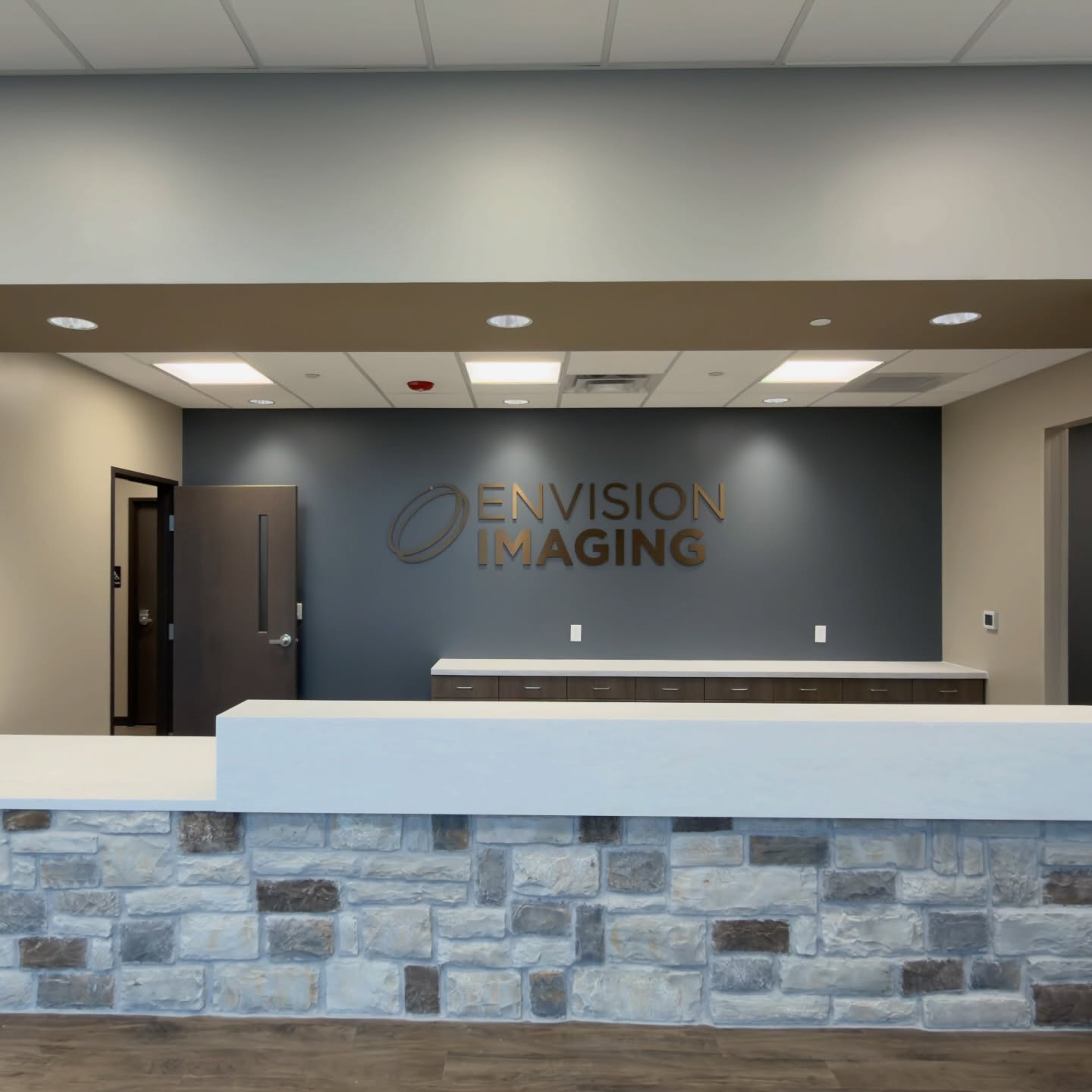 Reception desk and finished interior at Envision Imaging